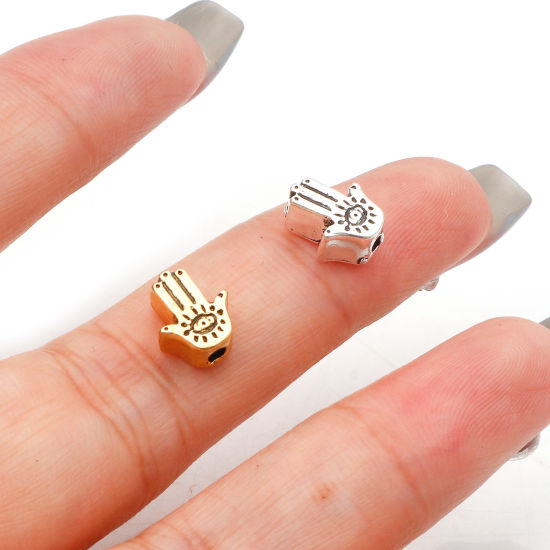Immagine di Lega di Zinco Religione Perline Multicolore Palmo Occhi Circa 9mm x 7mm, Foro:Circa 1.4mm, 20 Pz