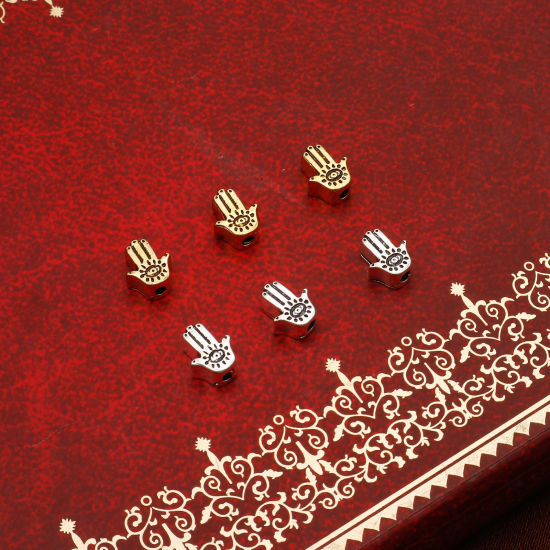 Immagine di Lega di Zinco Religione Perline Multicolore Palmo Occhi Circa 9mm x 7mm, Foro:Circa 1.4mm, 20 Pz