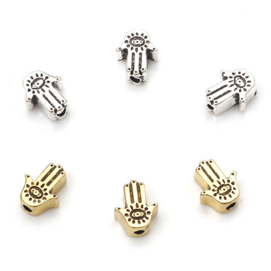 Immagine di Lega di Zinco Religione Perline Multicolore Palmo Occhi Circa 9mm x 7mm, Foro:Circa 1.4mm, 20 Pz