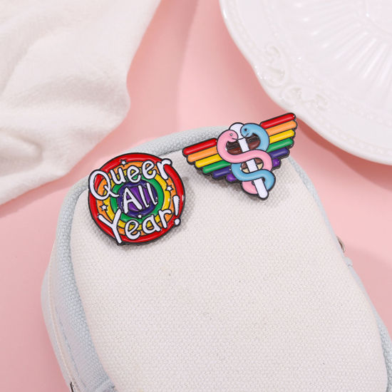 Picture of Rainbow Pin Brooches Multicolor Enamel