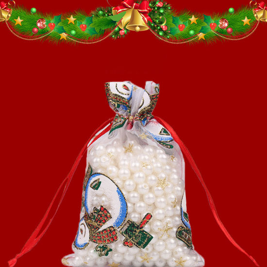 Изображение Органза Рождество Сумки на шнурке Прямоугольник Разноцветный 10 ШТ