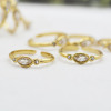 Изображение Экологичный Изысканный Стильный 14K Реальный Позолоченные 304 Нержавеющая Сталь & Циркон Открытые Регулируемые Кольца Для женщин Партия 1 ШТ