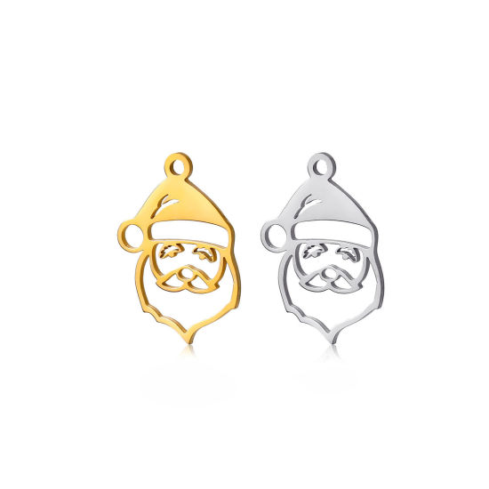 Imagen de 304 Acero Inoxidable Colgantes Charms Papa Noél Navidad Multicolor Hueco 20mm x 15mm, 5 Unidades