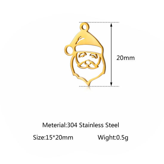 Imagen de 304 Acero Inoxidable Colgantes Charms Papa Noél Navidad Multicolor Hueco 20mm x 15mm, 5 Unidades
