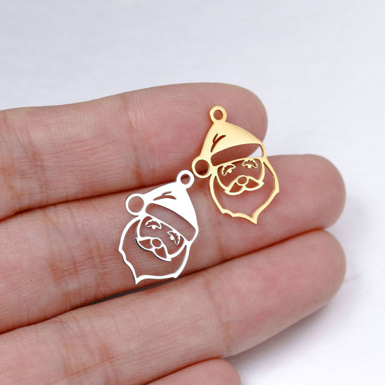 Imagen de 304 Acero Inoxidable Colgantes Charms Papa Noél Navidad Multicolor Hueco 20mm x 15mm, 5 Unidades