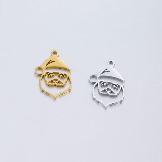 Imagen de 304 Acero Inoxidable Colgantes Charms Papa Noél Navidad Multicolor Hueco 20mm x 15mm, 5 Unidades