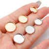 Picture of Brass Ear Post Stud Earrings Real Gold Plated Round Cabochon Settings