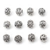 Picture of Zinc Based Alloy European Style Large Hole Charm Beads Antique Silver Color Drum Heart Hollow 10mm x 10mm