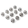 Picture of Zinc Based Alloy European Style Large Hole Charm Beads Antique Silver Color Drum Heart Hollow 10mm x 10mm