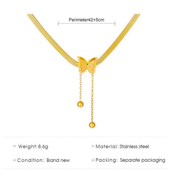 Immagine di 304 Acciaio Inossidabile Insetto Catena di Serpente Collana Multicolore Farfalla Nappine Smerigliato 42cm Lunghezza, 1 Pz