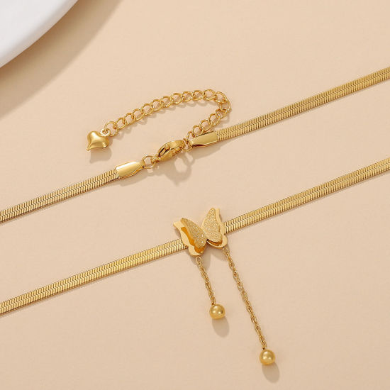 Immagine di 304 Acciaio Inossidabile Insetto Catena di Serpente Collana Multicolore Farfalla Nappine Smerigliato 42cm Lunghezza, 1 Pz