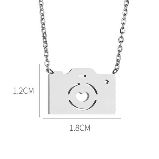 Picture of 304 Stainless Steel Link Cable Chain Necklace Multicolor Camera Hollow 45cm(17 6/8") long