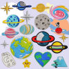 Picture of Polyester Galaxy Iron On Patches Appliques (With Glue Back) DIY Sewing Craft Clothing Decoration Multicolor Planet