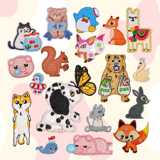 Imagen de Terylene Bordado Apliques De Hierro Sobre Parches (Con Cola De Espalda) DIY Scrapbooking Craft Multicolor Animal 5 Unidades