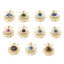 Picture of Brass Religious Charm Pendant Gold Plated Multicolor U-shaped Evil Eye Clear Cubic Zirconia 27mm x 22mm