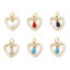 Picture of Brass Valentine's Day Charms Gold Plated Multicolor Heart Drop Enamel Clear Cubic Zirconia 16mm x 12mm