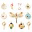 Picture of Brass Charms Gold Plated Dragonfly Animal Sun & Moon Multicolour Cubic Zirconia