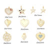 Picture of Brass Charms Gold Plated Heart Star Micro Pave Multicolour Cubic Zirconia