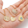 Picture of Brass Charms Gold Plated Heart Star Micro Pave Multicolour Cubic Zirconia