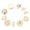 Picture of Brass Charms Gold Plated Heart Star Micro Pave Multicolour Cubic Zirconia