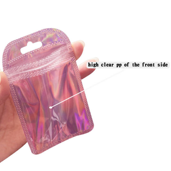 Picture of PP Grip Seal Zip Lock Bags Rectangle Pink Laser