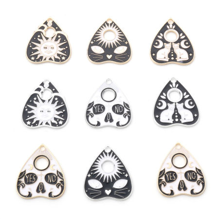 Zinc Based Alloy Halloween Charms Multicolor Ouija Board Cat Enamel