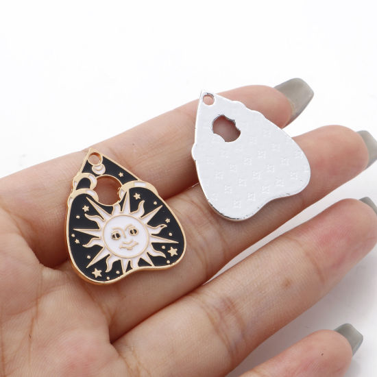 Picture of Zinc Based Alloy Halloween Charms Multicolor Ouija Board Cat Enamel