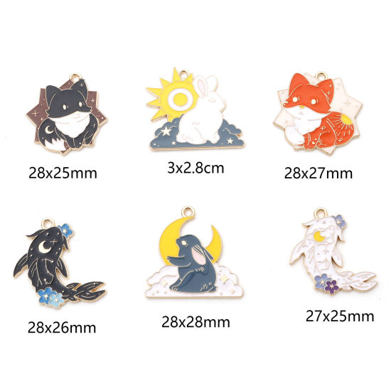 Bild von Zinklegierung Ozean Schmuck Charms Tier Vergoldet Bunt Fisch Emaille 10 Stück