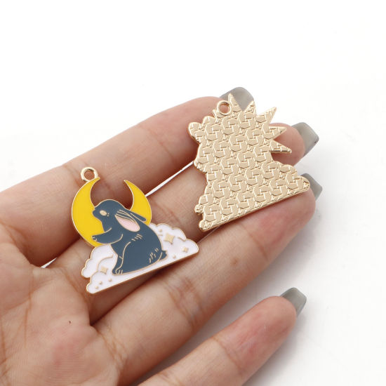 Bild von Zinklegierung Ozean Schmuck Charms Tier Vergoldet Bunt Fisch Emaille 10 Stück