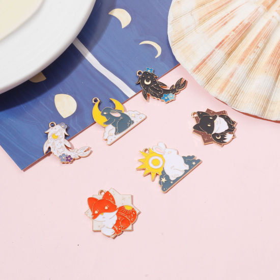 Bild von Zinklegierung Ozean Schmuck Charms Tier Vergoldet Bunt Fisch Emaille 10 Stück