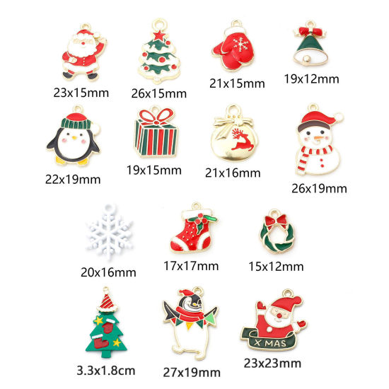 Immagine di Lega di Zinco Natale Charms Oro Placcato Multicolore Smalto 10 Pz