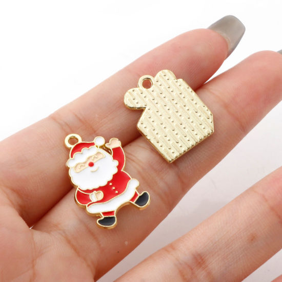 Immagine di Lega di Zinco Natale Charms Oro Placcato Multicolore Smalto 10 Pz