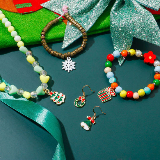 Immagine di Lega di Zinco Natale Charms Oro Placcato Multicolore Smalto 10 Pz