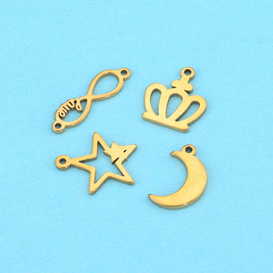 Picture of 304 Stainless Steel Charms 18K Gold Plated Hollow