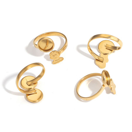 Bild von 304 Edelstahl Offen Verstellbar Ring Bunt (Für 8mm) 18mm (US Größe 7.75), 5 Stück
