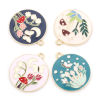 Picture of Zinc Based Alloy Charms Gold Plated Multicolor Round Disc Flower Mushroom Enamel 28mm x 25mm