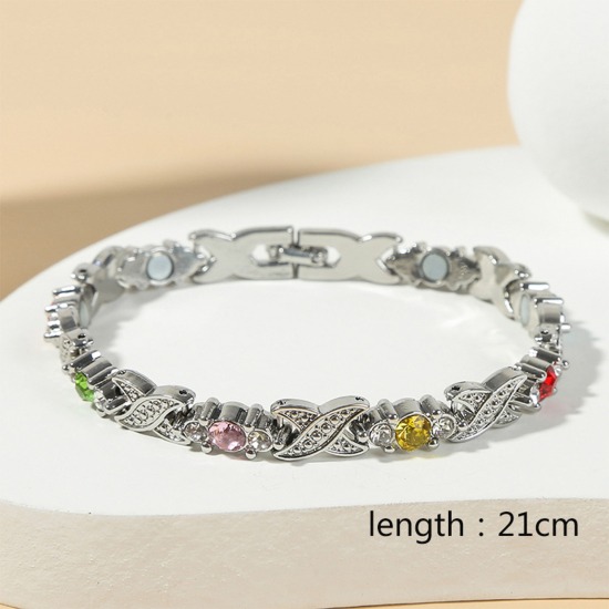 Picture of 1 Piece Therapy Health Weight Loss Energy Slimming Lymphatic Drainage Magnetic Bracelets Multicolor Rhinestone