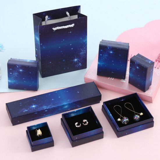 Picture of Paper Jewelry Gift Boxes Dark Blue Galaxy Universe Pattern 