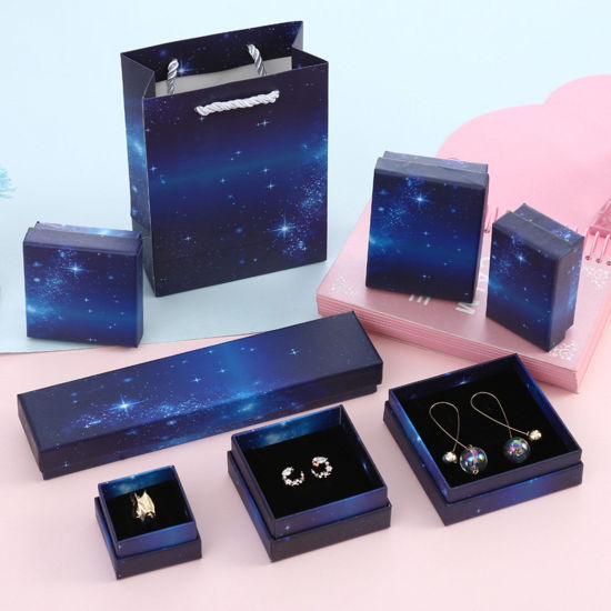 Picture of Paper Jewelry Gift Boxes Dark Blue Galaxy Universe Pattern 