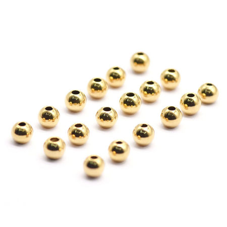 Perles en 304 Acier Inoxydable Rond Doré 20 Pcs