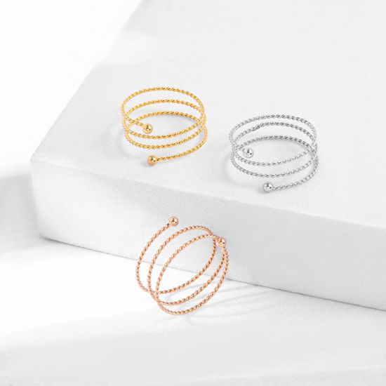 Imagen de 304 Acero Inoxidable Abierto Anillos Trenzado 17.5mm (US size 7.25), 1 Unidad