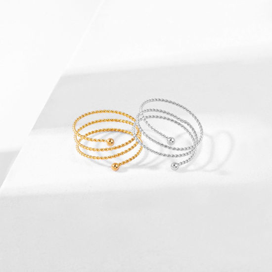 Imagen de 304 Acero Inoxidable Abierto Anillos Trenzado 17.5mm (US size 7.25), 1 Unidad