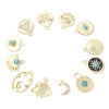 Immagine di Lega di Zinco Stile Bohemien Charms Occhi Oro Placcato Multicolore Luna 10 Pz