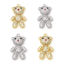 Picture of Brass Micro Pave Charms Bear Animal Real Gold Plated Clear Cubic Zirconia 26mm x 15mm