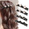 Picture of Resin Braided Hair Clips Black Flower Multicolor Rhinestone