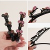 Picture of Resin Braided Hair Clips Black Flower Multicolor Rhinestone