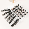 Picture of Resin Braided Hair Clips Black Flower Multicolor Rhinestone
