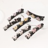 Picture of Resin Braided Hair Clips Black Flower Multicolor Rhinestone