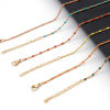 Picture of 304 Stainless Steel Cuban Link Chain Necklace Gold Plated Multicolor Enamel 45cm(17 6/8") long