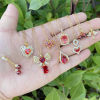 Imagen de Cobre Elegante Collar con Colgante Chapado en Oro Rojo Circón Artificial 1 Unidad
